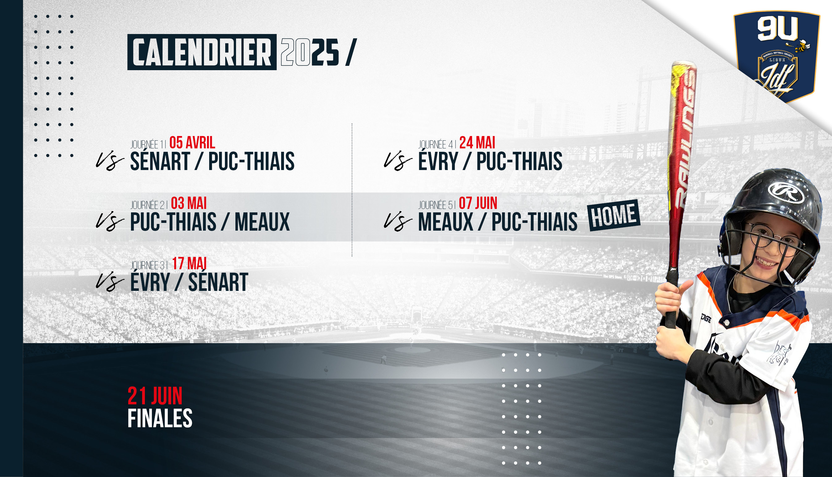 Le calendrier de la saison
